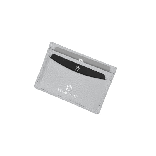 Card Holder Grey in Saffiano Leather