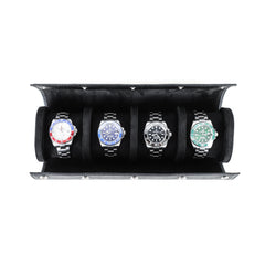 Quattro Watch Roll in Black - 4 Watches