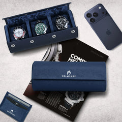 Trio Watch Roll in Blue - 3 Watches