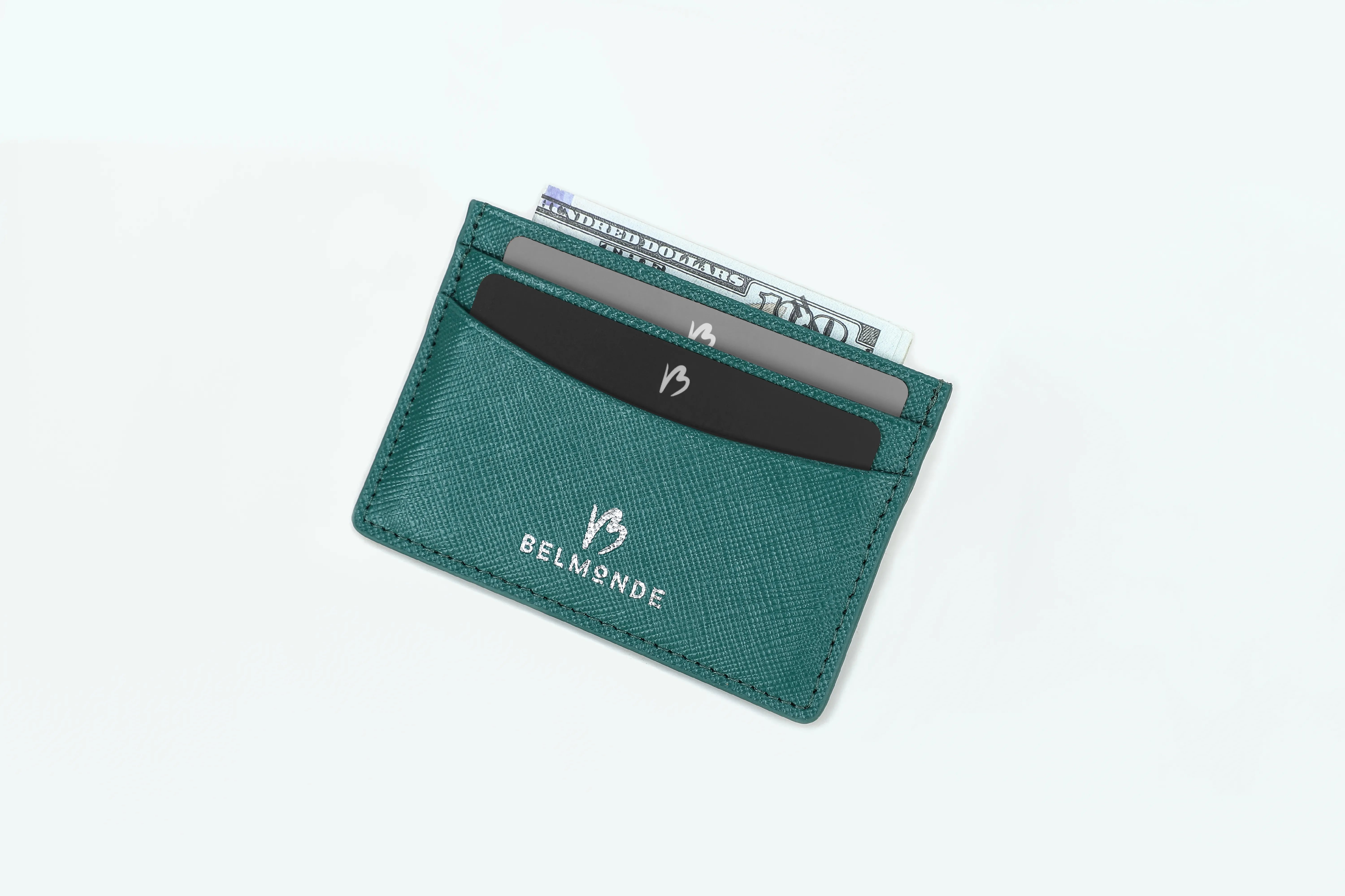 Card Holder in Saffiano Leather Green