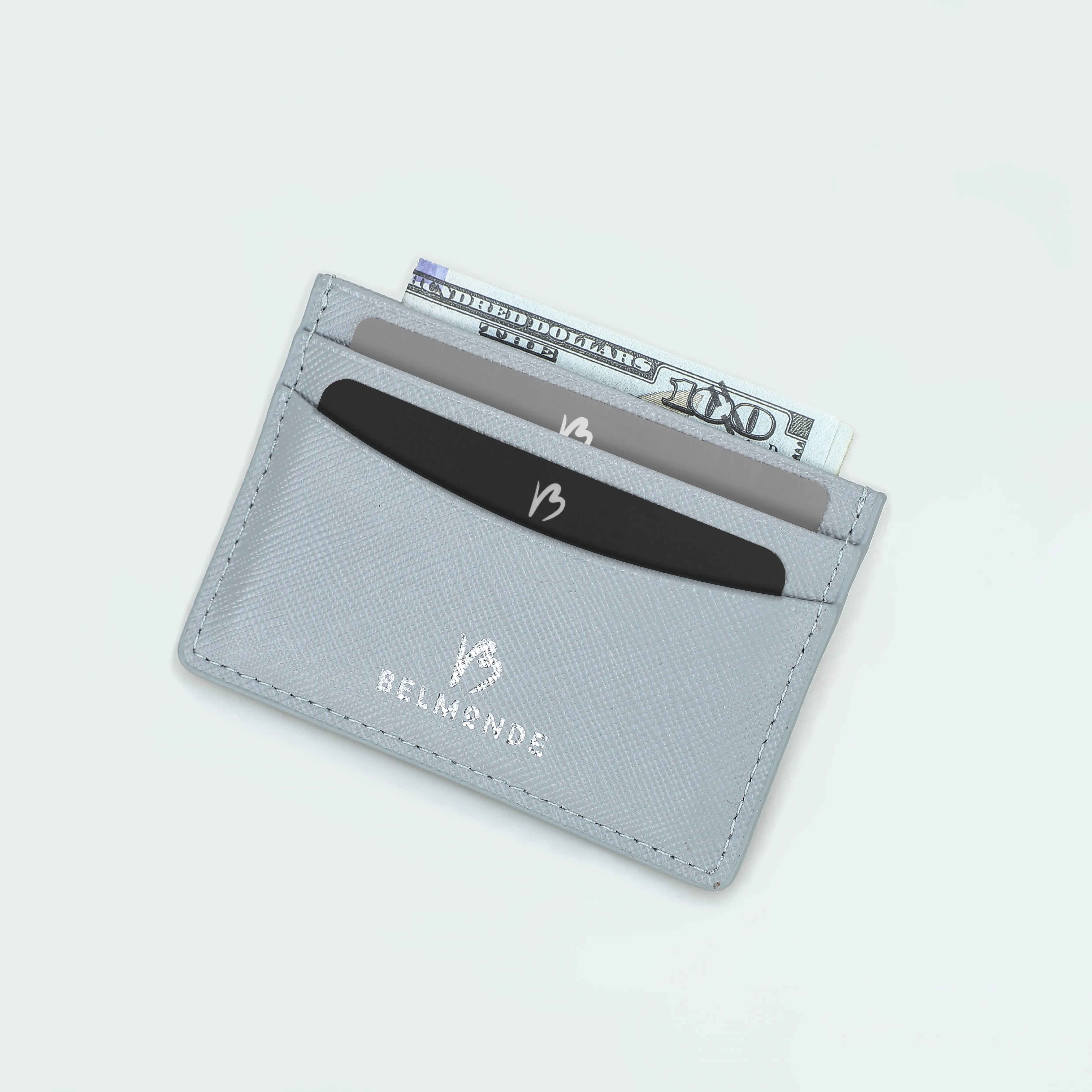 Card Holder in Saffiano Leather Grey