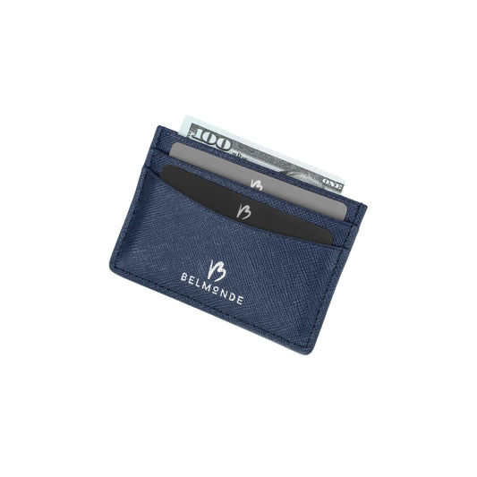 Card Holder Blue in Saffiano Leather