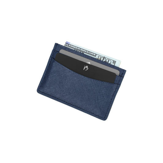 Card Holder Blue in Saffiano Leather