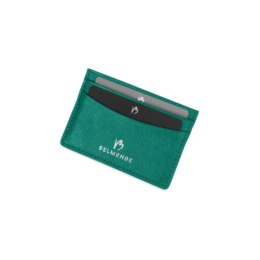 Card Holder Green in Saffiano Leather