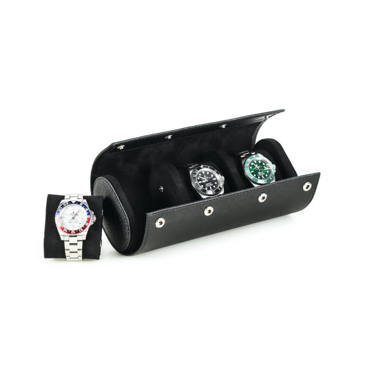 Trio Watch Roll in Black - 3 Watches